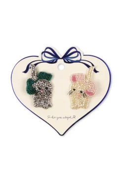 2 PACK BOW KITTY BEADED HAIR CLIP