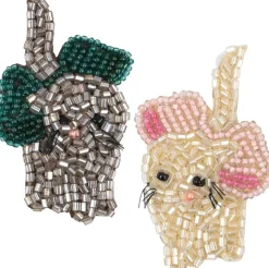 2 PACK BOW KITTY BEADED HAIR CLIP