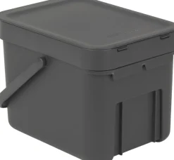 Affaldsspand m/låg sort.kon. 6 ltr