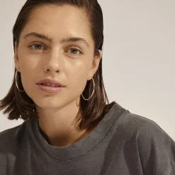 APRIL recycled medium hoop øreringe sølvbelagt