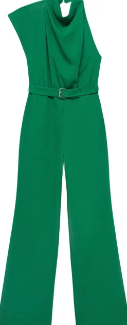 Asymmetrical long jumpsuit with bel