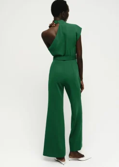 Asymmetrical long jumpsuit with bel