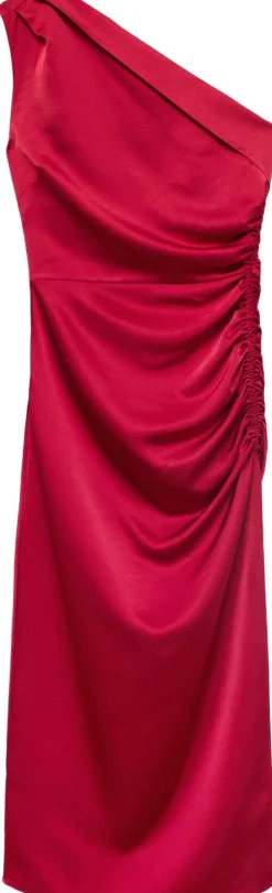 Asymmetrical satin dress with side