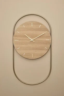 A-Wall Clock - Oak with brass ring