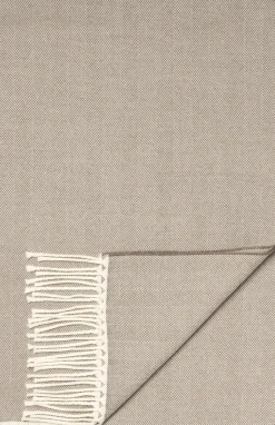 Beige Herringbone Merino Wool Scarf