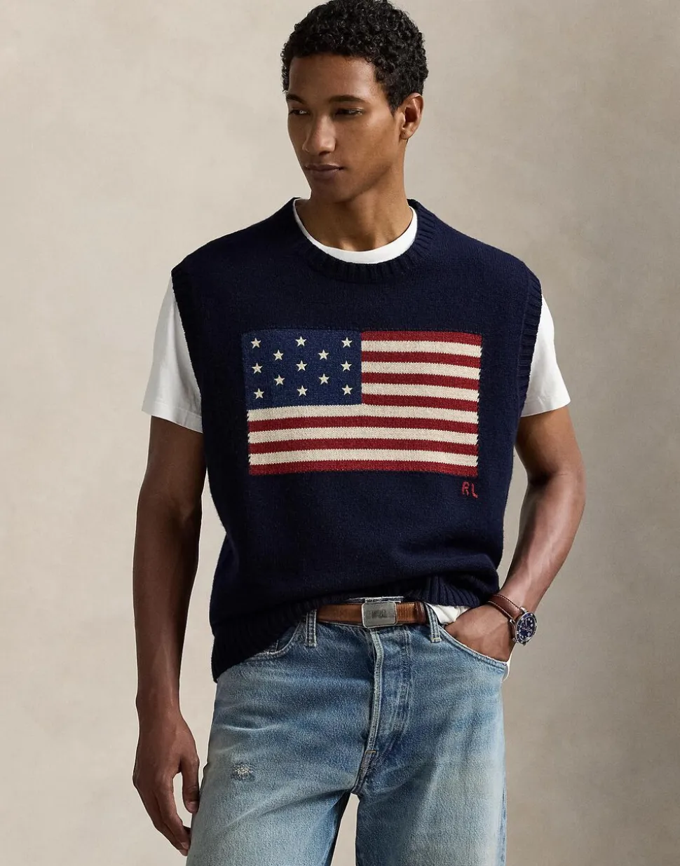 Big Fit Flag Sweater Vest