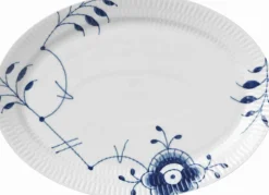 Blå Mega Riflet 28 cm. oval tallerken
