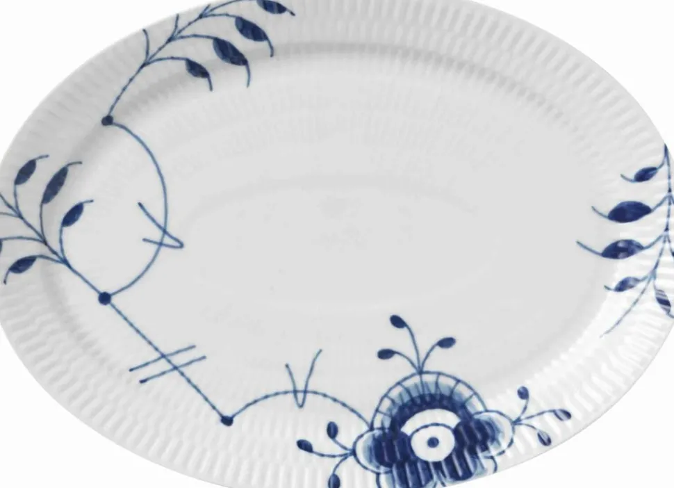 Blå Mega Riflet 28 cm. oval tallerken