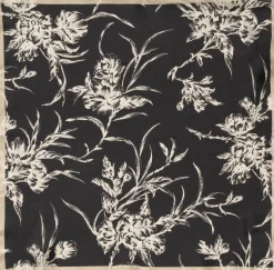 Black Floral Silk Pocket Square