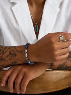 Blue Dumortierite Healing Bracelet with Silver Lock