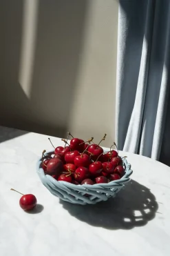 CERAMIC BASKET SICILIA SMALL LIGHT BLUE