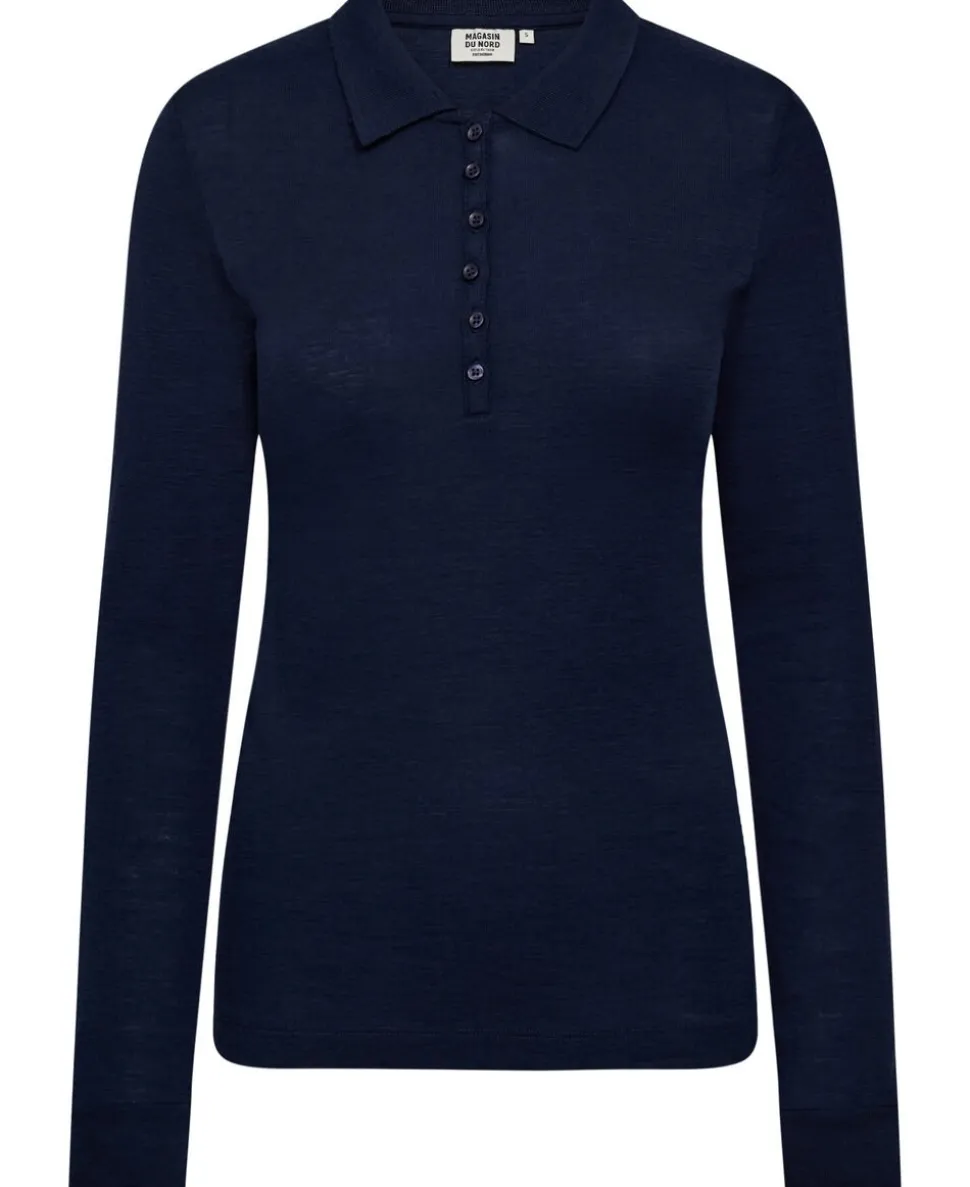 Cilla 12 Langærmede polo strik - 100% Merino uld RWS