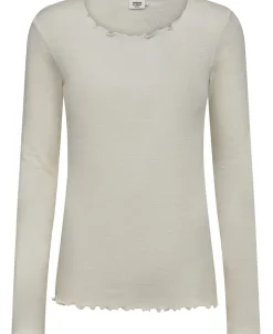 Cilla 14 Langærmede striktrøje med bølgende kant - 100% Merino uld