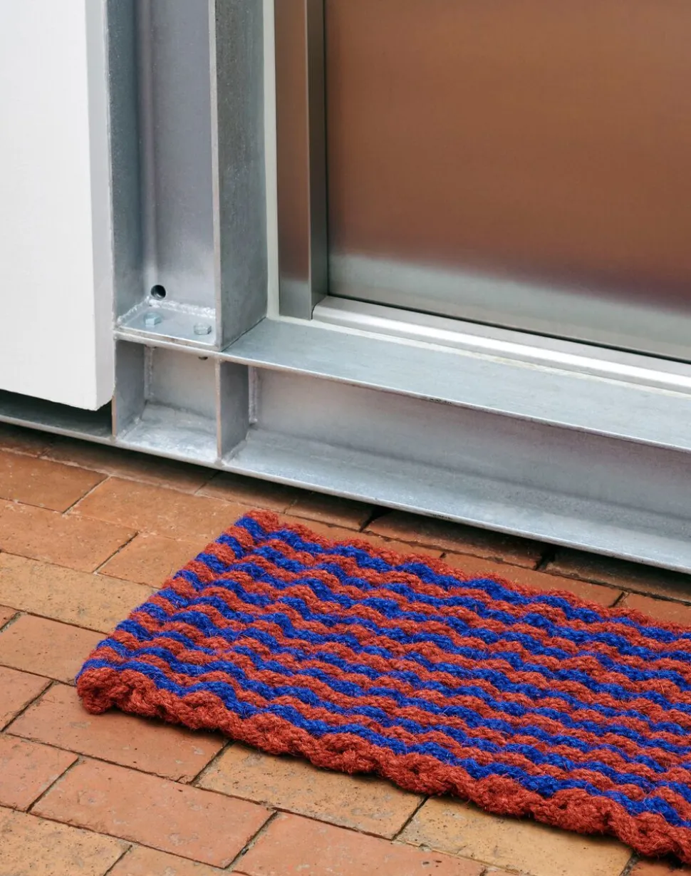 Coco Door Mat-Stripe Wave-Brown and navy