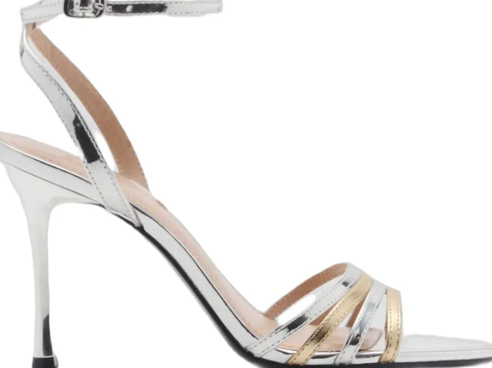 Combined strap heeled sandal
