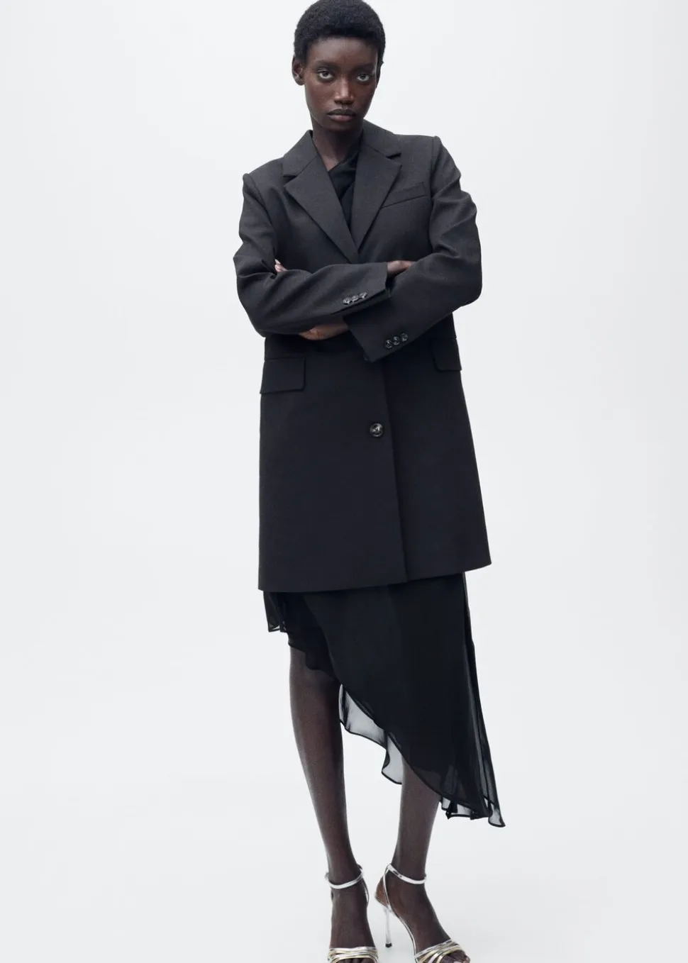 Combined strap heeled sandal