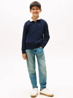 COTTON CABLE HALF ZIP SWEATER