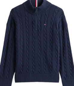 COTTON CABLE HALF ZIP SWEATER