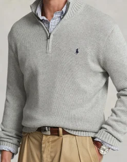 Cotton Quarter-Zip Mockneck Sweater
