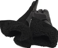 CREMONA - FEMININE ZIP LEATHER GLOVES W/ SHEARLING LINING