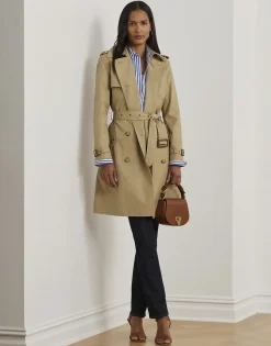 Double-Breasted Cotton-Blend Trench Coat