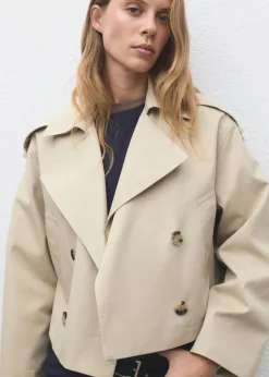 Double-breasted cropped trench coat