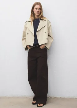 Double-breasted cropped trench coat