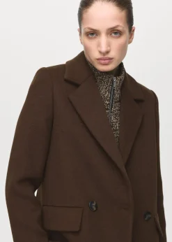 Double-breasted wool blend coat