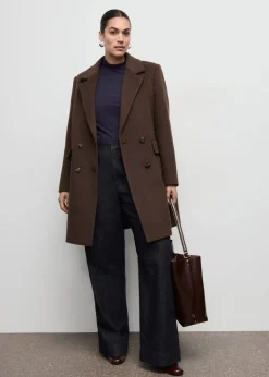 Double-breasted wool blend coat