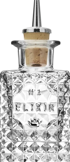 Elixir No1 flaske med skænkeprop kvadrat 10 cl.