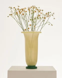 Empire Vase-Large-Sand with lemon rim, green base