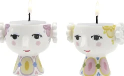 Eva Fyrfadsstage Ø6. 5 cm gul/lavendel 2 stk.