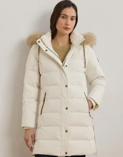 Faux-Fur-Trim Hooded Down Coat