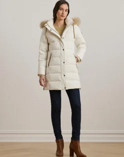 Faux-Fur-Trim Hooded Down Coat