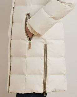 Faux-Fur-Trim Hooded Down Coat