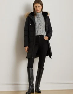 Faux-Fur-Trim Hooded Down Coat