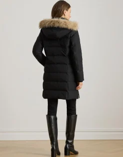 Faux-Fur-Trim Hooded Down Coat