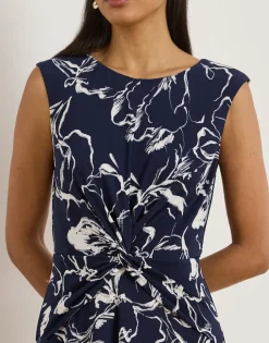 Floral Twist-Front Jersey Dress