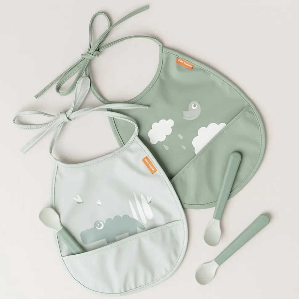 Foodie easy-grip babyske 3-pak Grøn