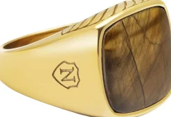Gentlemen's Gold Signet Ring with Brown Tiger Eye