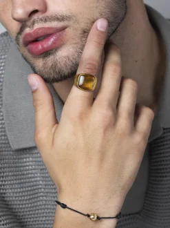 Gentlemen's Gold Signet Ring with Brown Tiger Eye