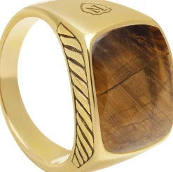 Gentlemen's Gold Signet Ring with Brown Tiger Eye