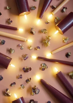 Giftbox w. spike, remote, LED cone candle, Wine red, Smooth,