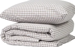 Gingham washed percale brown/white