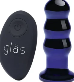 GLAS - RECHARGEABLE REMOTE CONTROLLED VIBRATING BEADED BUTTP