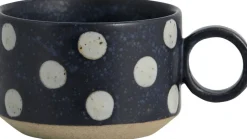 GRAINY tea cup w. handle, dark blue/sand