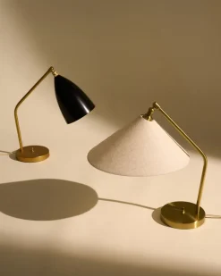 Gräshoppa Table Lamp, Fabric Shade, EU Base: Shiny Brass, Sh