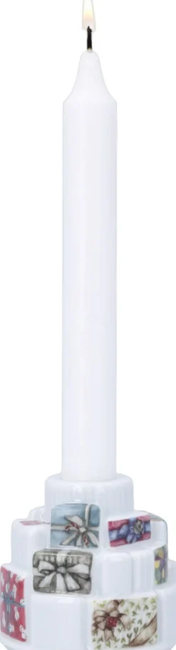 Hammershøi Christmas Gaver lysestage Ø7. 5 cm hvid m. deko