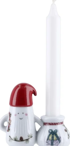 Hammershøi Christmas Nissefar lysestage H8. 5 hvid m. deko