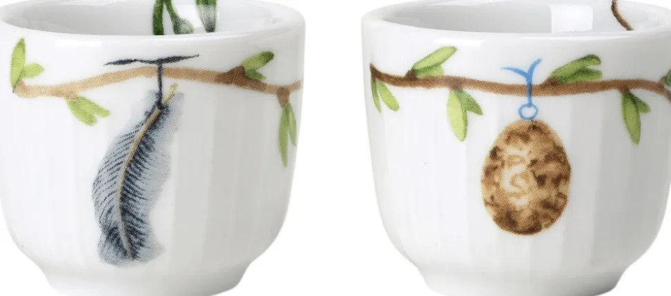 Hammershøi Spring Æggebæger Ø5 cm hvid m. deko 2 stk.